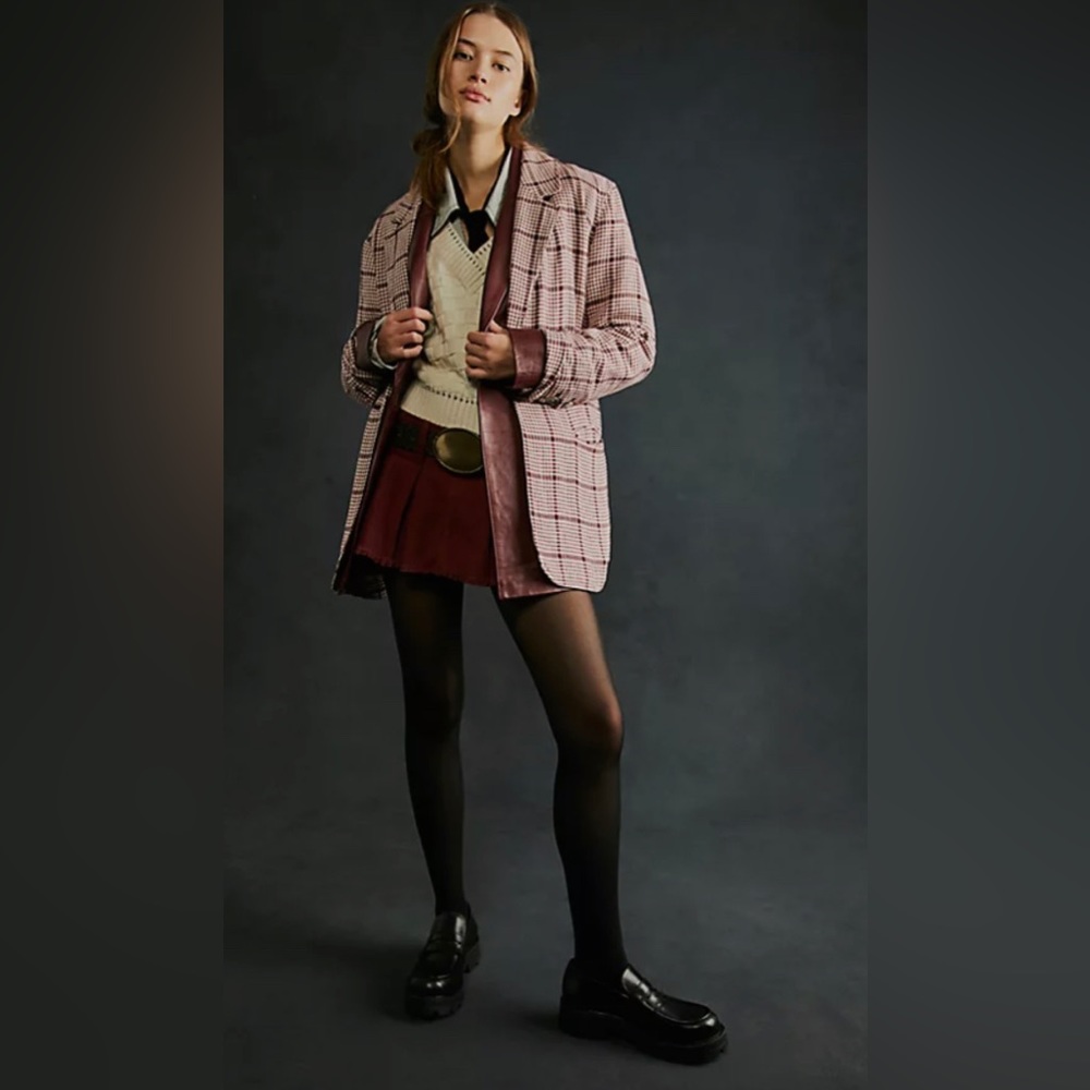 NWOT WE THE FREE Women's Houndstooth Beckett Boyfriend Blazer size small